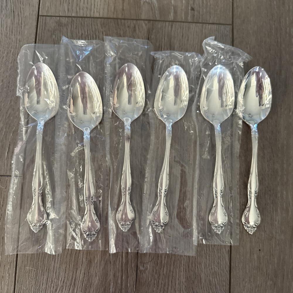 Set of 6 Oneida Community AFFECTION Flatware Teaspoons 6" Silverplate NEW